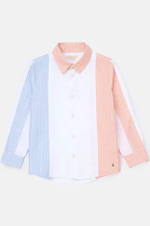 Angel & Rocket Chase Orange Colour Block Smart 100% Cotton Shirt3 lat (98 cm)