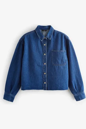 Next Raw Hem Cropped Denim 100% Cotton ShirtXS regularny