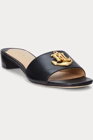Ralph Lauren Fay Logo Nappa Leather Heel Slider SandalsEU 38.5 (UK 5)