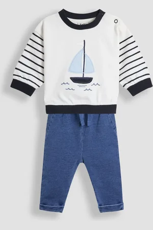 JoJo Maman Bébé Organic Cotton Sail Boat Sweatshirt & Joggers Set8086 cm