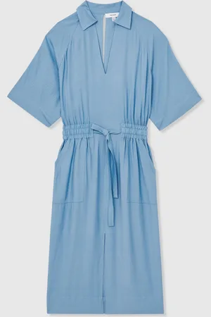 Reiss Cecilia Shirred-Waist Midi Shirt Dress40