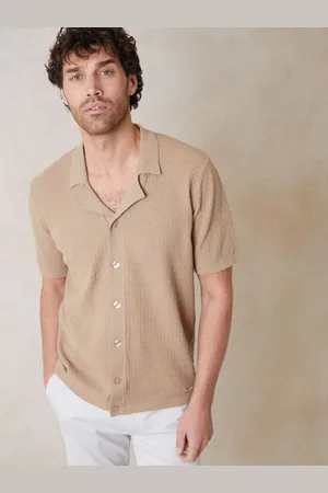 Threadbare Textured Revere Collar Knitted ShirtL