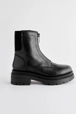Next Leather Zip Front Chunky Chelsea BootsEU 35.5 (UK 3)
