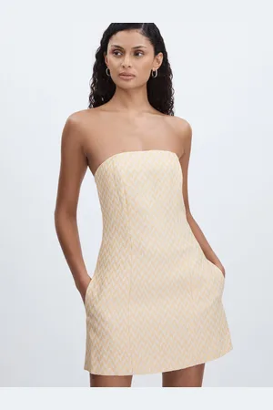 Anna Quan Strapless Chevron-Weave Mini Dress36