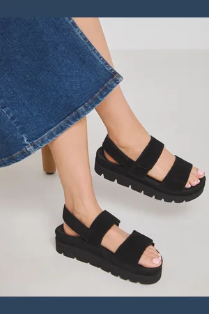 Simply Be Chunky Suede Touch And Close Sandals In Wide Fiteu37