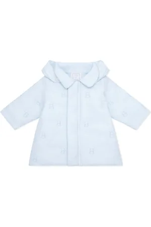 Emile et Rose Blue Microfibre Jacket With All Over Emb Bear and Hood6874 cm