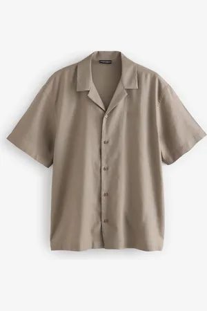 Emporio Armani EA7 Logo Camp Collar Linen Blend ShirtXL