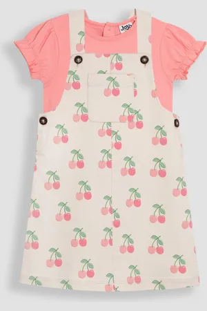 JoJo Maman Bébé 2-Piece Dungaree Dress & T-Shirt Set110116 cm