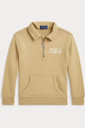 Ralph Lauren Boys Beige Logo French Terry Collared Sweatshirt10 lat (140 cm)