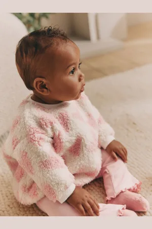 Next 2-częściowy przytulny zestaw niemowlęcy z polarowym swetrem i legginsamiUp to 1 Month (56cm)