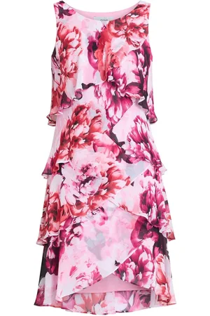 Gina Bacconi Pink Mila Floral Print Tier DressEU 42 (UK 14)