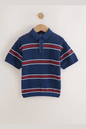 Next 100% Cotton Short Sleeve Stripe Knitted Polo Shirt (3-16yrs)12 lat (152 cm)