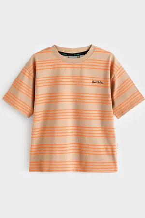Paul Smith Boys Orange/Neutral Striped Short Sleeve 100% Cotton Oversized T-Shirt6