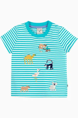 Frugi 100% Cotton Blue Non-Applique Ennis Embroidered 100% Cotton T-Shirt98104 cm