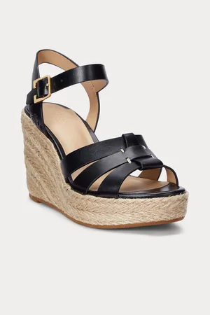 Ralph Lauren Smooth Calf-Soffia Espdr-Es-Wed Black SandalsEU 40.5 (UK 7)