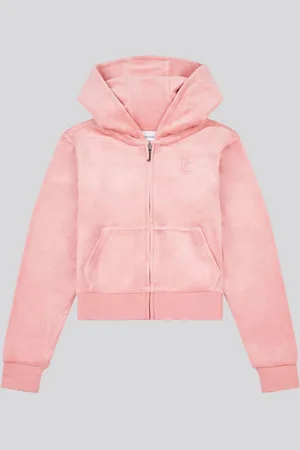 Juicy Couture Pink Girls Tonal Velour Zip Up Hoodie134140 cm