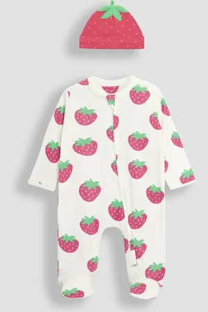 JoJo Maman Bébé Cotton 2-Piece Footed Sleepsuit and Hat Set6874 cm