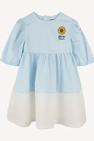 Kenzo Blue Long Sleeve Sunflower 100% Cotton Dress110116 cm