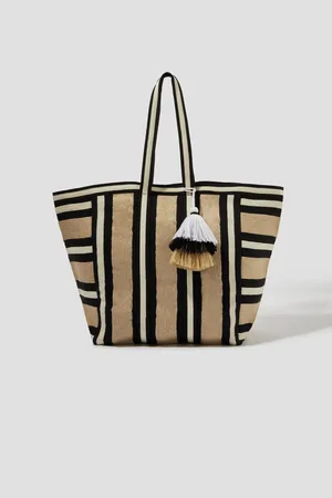 Monsoon Ari Metallic Stripe Canvas Beach BagJeden