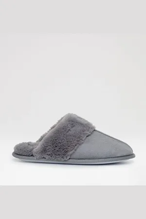 Threadbare Suede Faux Fur Lined Mule SlippersEU 37 (UK 3.5)
