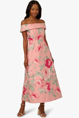 Adrianna Papell Pink Off Shoulder Jacquard Dress40