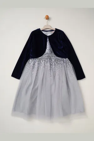 MISS Sequin Waterfall Dress With Faux Fur Bolero Outfit Set3