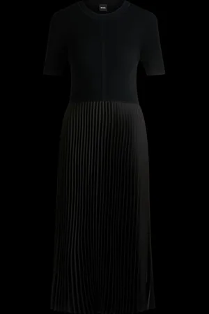 HUGO BOSS Knitted Plisse Pleated DressL