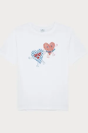 Paul Smith 100% Organic Cotton Heart Graphic White T-ShirtM