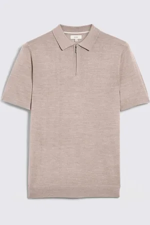 Moss Light Merino Quarter Zip Polo ShirtL