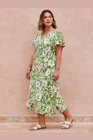 Live Unlimited London Floral Flutter Sleeve DressEU 52 (UK 24)