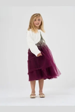 MISS Sequin Waterfall Dress With Faux Fur Bolero Outfit Set6