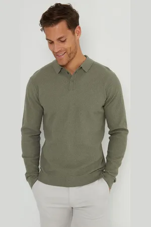 Threadbare Long Sleeve Textured Knitted Polo ShirtXL