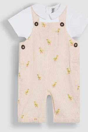 JoJo Maman Bébé 2 Piece Chicks Embroidered Dungarees & Body Set8086 cm