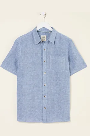 Fat Face FatFace Short Sleeve Micro Linen Check 100% Linen ShirtS