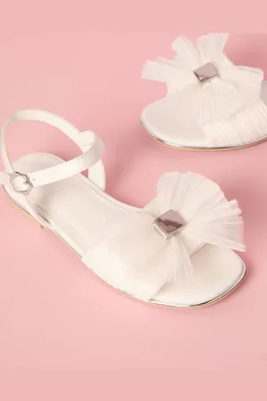 Lipsy London Low Block Heel Plisse Bow Occasion SandalsEU 34.5 (UK 2)