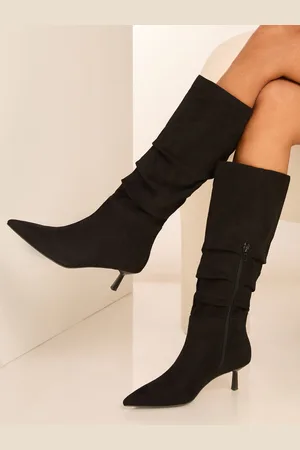 Lipsy London Kitten Heel Faux Leather Ruched Long Knee High BootEU 38 (UK 5)