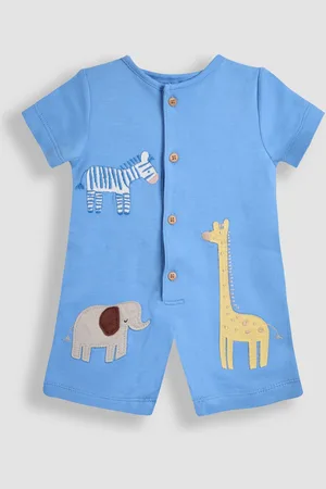 JoJo Maman Bébé 100% Organic Cotton Safari Button Front Romper7480 cm