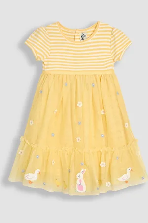 JoJo Maman Bébé 100% Cotton Appliqué Hem Tulle Party Dress116122 cm