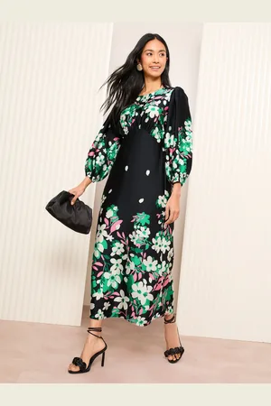 Friends Like These Satin 3/4 Puff Sleeve Midi Dress40