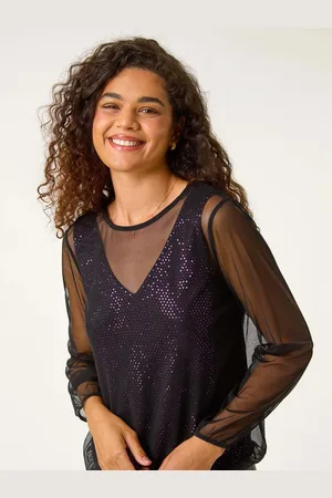 Roman Mesh Overlay Sparkle Top38