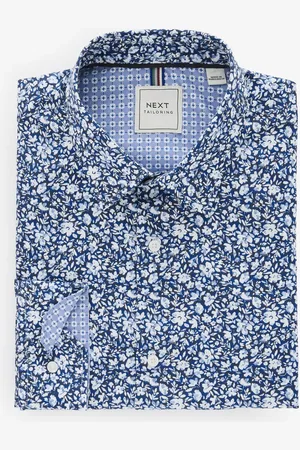 Next Regular Fit Easy Care Long Sleeve Single Cuff Floral Shirt39cm R (UK 15.5 R)