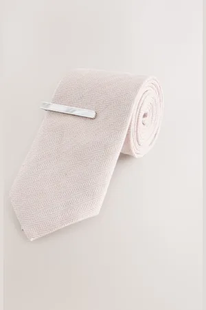 Next Herringbone Tie with Mother of Pearl Tie Cliponesize