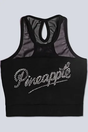 Pineapple Dziewczęca bluzka o skróconym kroju ze wstawką z siateczki i logo9