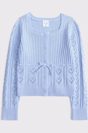 Abercrombie & Fitch Heart Stitch Square Neck Knitted Jumper With Tie Detail17years