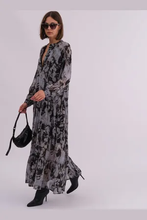Religion Sunset Maxi Shirt Dress With A Tiered Boho Style Skirt In Abstract Prints42