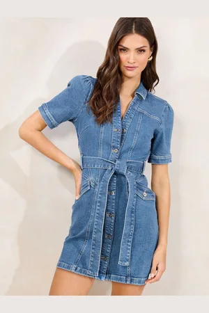 Lipsy London Denim Mini Shirt Dress with Waist Seaming Detail46