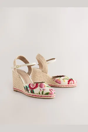 Next Forever Comfort Round Toe Embroidery Espadrille WedgesEU 39 (UK 6)