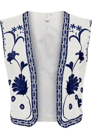 ONLY Floral Print Embroidered 100% Organic Cotton WaistcoatM 10