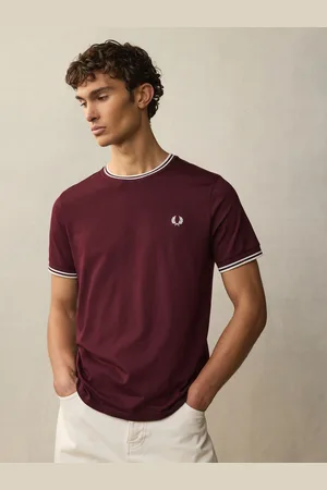 Fred Perry Koszulka z podwójną lamówką i logo , 100% bawełnaXXL