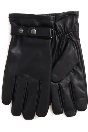 JONES BOOTMAKER Mens Adjustable Leather Black GlovesS-M